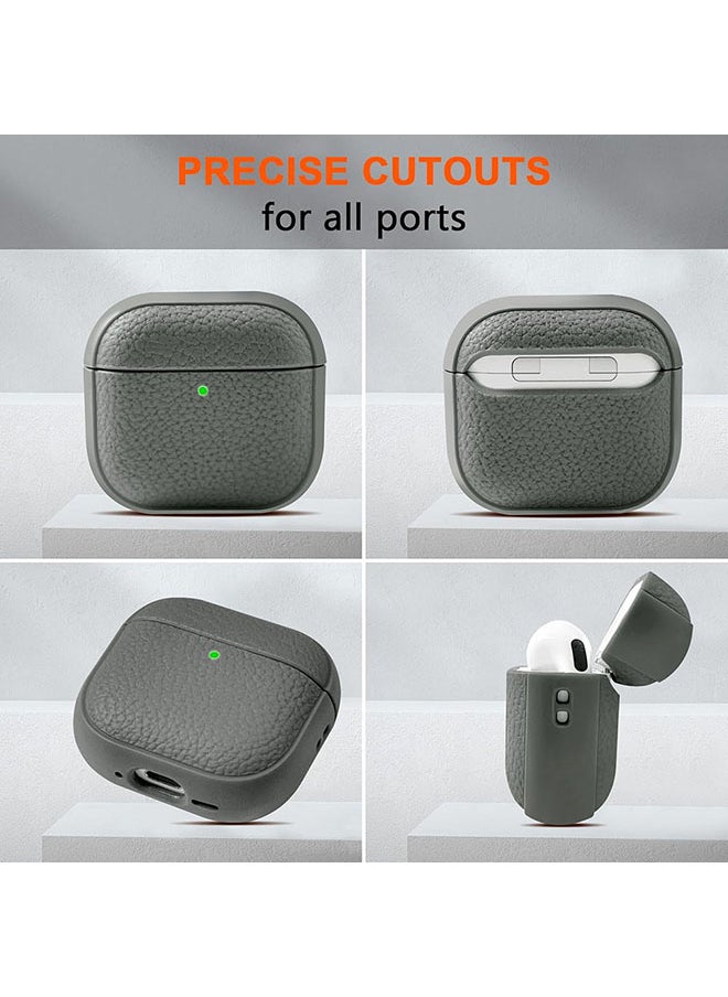 O Ozone Case for Airpods 4 Case Cover with Wrist Strap, Leather Touch Design Protective Headphone Case Cover for Airpods 4th Generation Case -Grey  - Image 3