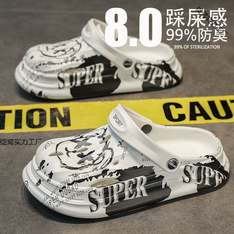 Croc Shoes Men'S Summer Outer Wear Popular Outdoor Thick-Soled Beach Non-Slip Toe-Cap Couple Sandals And Slippers - Image 2