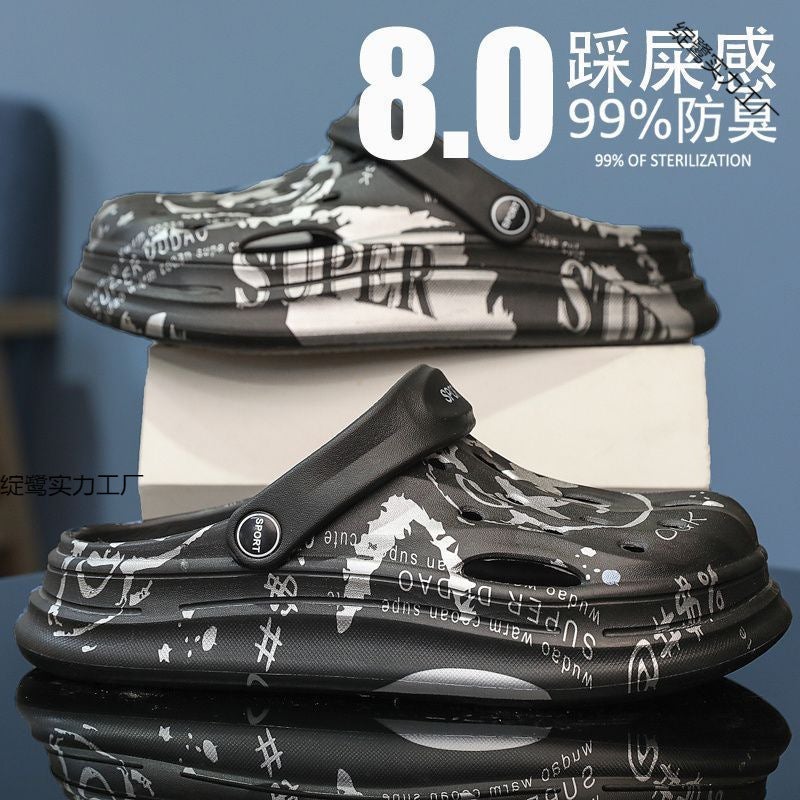 Croc Shoes Men'S Summer Outer Wear Popular Outdoor Thick-Soled Beach Non-Slip Toe-Cap Couple Sandals And Slippers - Image 5
