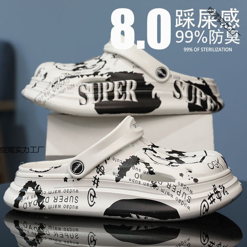 Croc Shoes Men'S Summer Outer Wear Popular Outdoor Thick-Soled Beach Non-Slip Toe-Cap Couple Sandals And Slippers - Image 4