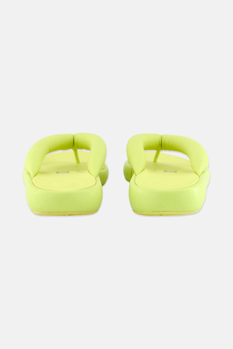 FitFlop Women Iqushion D-Luxe Padded Leather Flip-Flops Slip On Sandals, Lime Green - Image 3