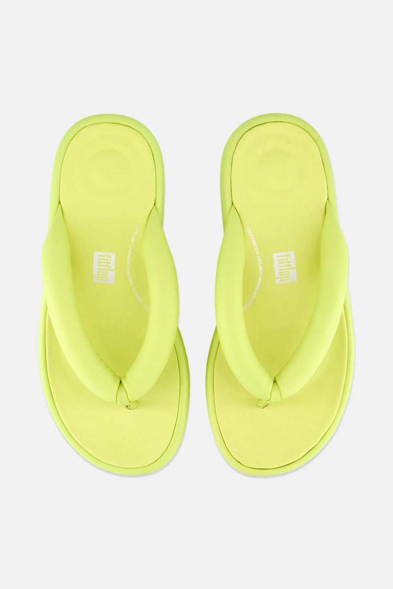 FitFlop Women Iqushion D-Luxe Padded Leather Flip-Flops Slip On Sandals, Lime Green - Image 2