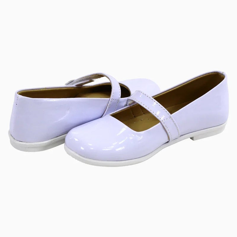 BELLINO Girls Leather Ballerina – Glossy White - Image 2