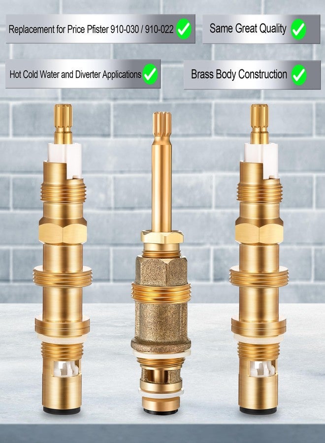 Dreyoo خرطوشة قرص سيراميك بديلة من Dreyoo لـ 910-030، واستبدال ساق المحول لـ 910-022، وخرطوشة صنبور صمام الدش متوافقة مع Price/Pfister، ومحول ساخن وبارد، وهيكل من النحاس - Image 3