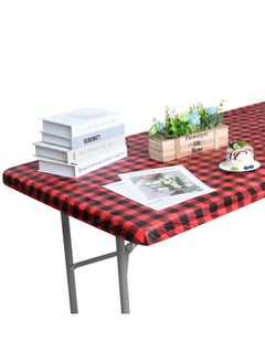 Cross-border PVC Flannel Rectangular Plaid Tablecloth Waterproof Oil-proof Hotel Round Table Cover Household Tablecloth Tablecloth Table-Color:Black And Red Plaid-Specifications:90 * 197CM(6FT) Rectangular