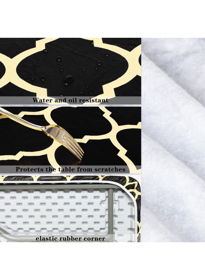 Generic - Cross-border PVC Flannel Rectangular Plaid Tablecloth Waterproof Oil-proof Hotel Round Table Cover Household Tablecloth Tablecloth Table-Color:Black And Red Plaid-Specifications:90 * 197CM(6FT) Rectangular - Image 1