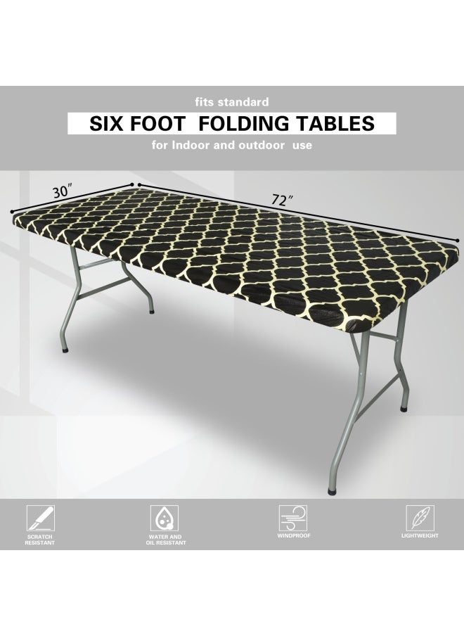 Generic - Cross-border PVC Flannel Rectangular Plaid Tablecloth Waterproof Oil-proof Hotel Round Table Cover Household Tablecloth Tablecloth Table-Color:Black And Red Plaid-Specifications:90 * 197CM(6FT) Rectangular - Image 1