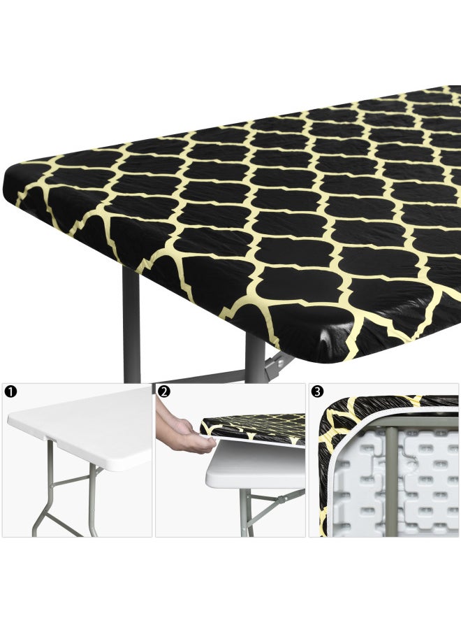 Generic - Cross-border PVC Flannel Rectangular Plaid Tablecloth Waterproof Oil-proof Hotel Round Table Cover Household Tablecloth Tablecloth Table-Color:Black And Red Plaid-Specifications:90 * 197CM(6FT) Rectangular - Image 1