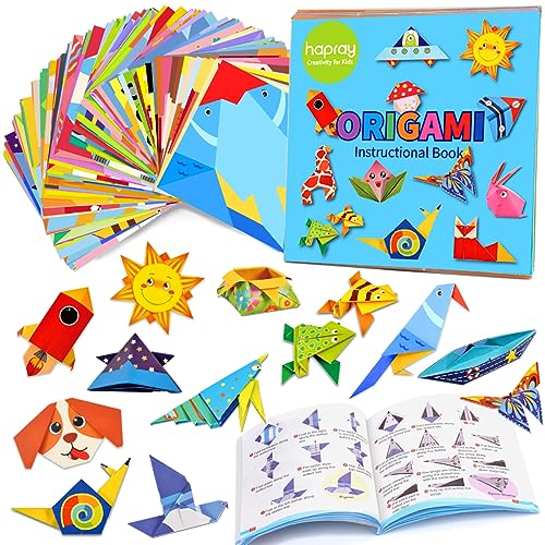 hapray Origami Kit for Kids Ages 5-8 8-12, with Guiding Book, 98 Sheets Paper with 47 Patterns, DIY Art and Craft Projects, Beginners Children's Day Gift Boy Girl - Image 1