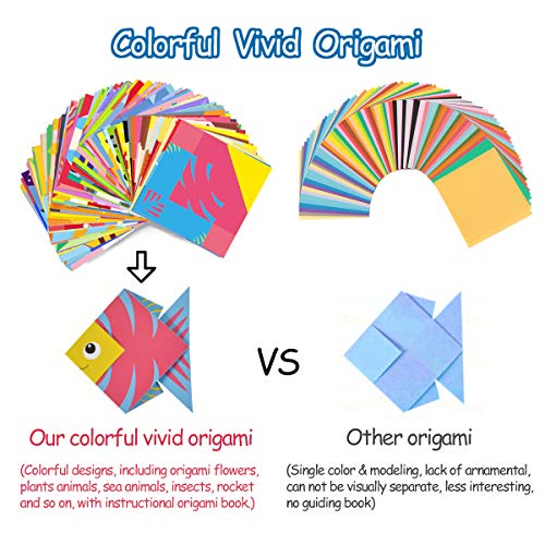 hapray Origami Kit for Kids Ages 5-8 8-12, with Guiding Book, 98 Sheets Paper with 47 Patterns, DIY Art and Craft Projects, Beginners Children's Day Gift Boy Girl - Image 2
