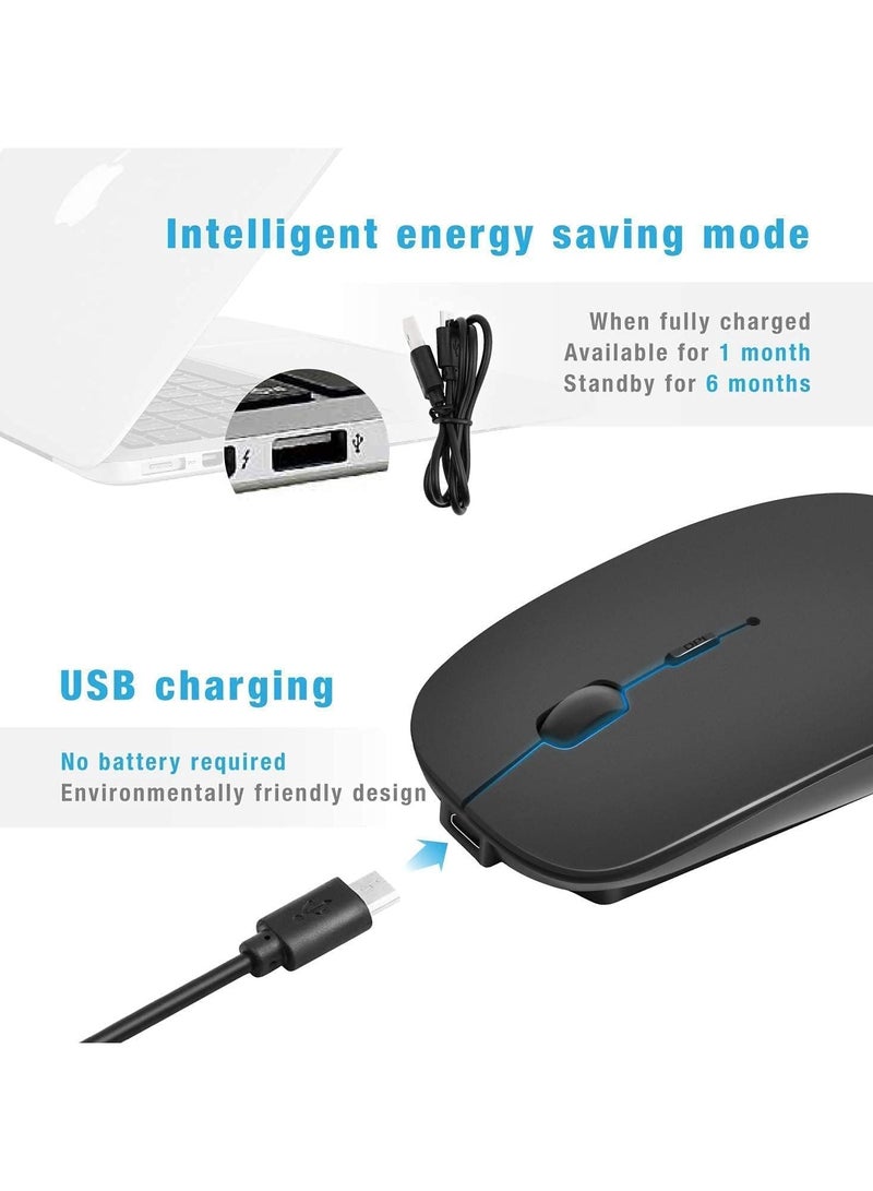 Slim Rechargeable Wireless Bluetooth Mouse with USB Port Compatible with Laptops, PCs, iPads, iPhones, Macs, Notebooks, Air, iOS 13.1.2 and above, Android, Windows, and Linux, Black  - Image 4