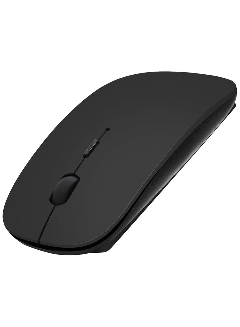 Slim Rechargeable Wireless Bluetooth Mouse with USB Port Compatible with Laptops, PCs, iPads, iPhones, Macs, Notebooks, Air, iOS 13.1.2 and above, Android, Windows, and Linux, Black  - Image 1