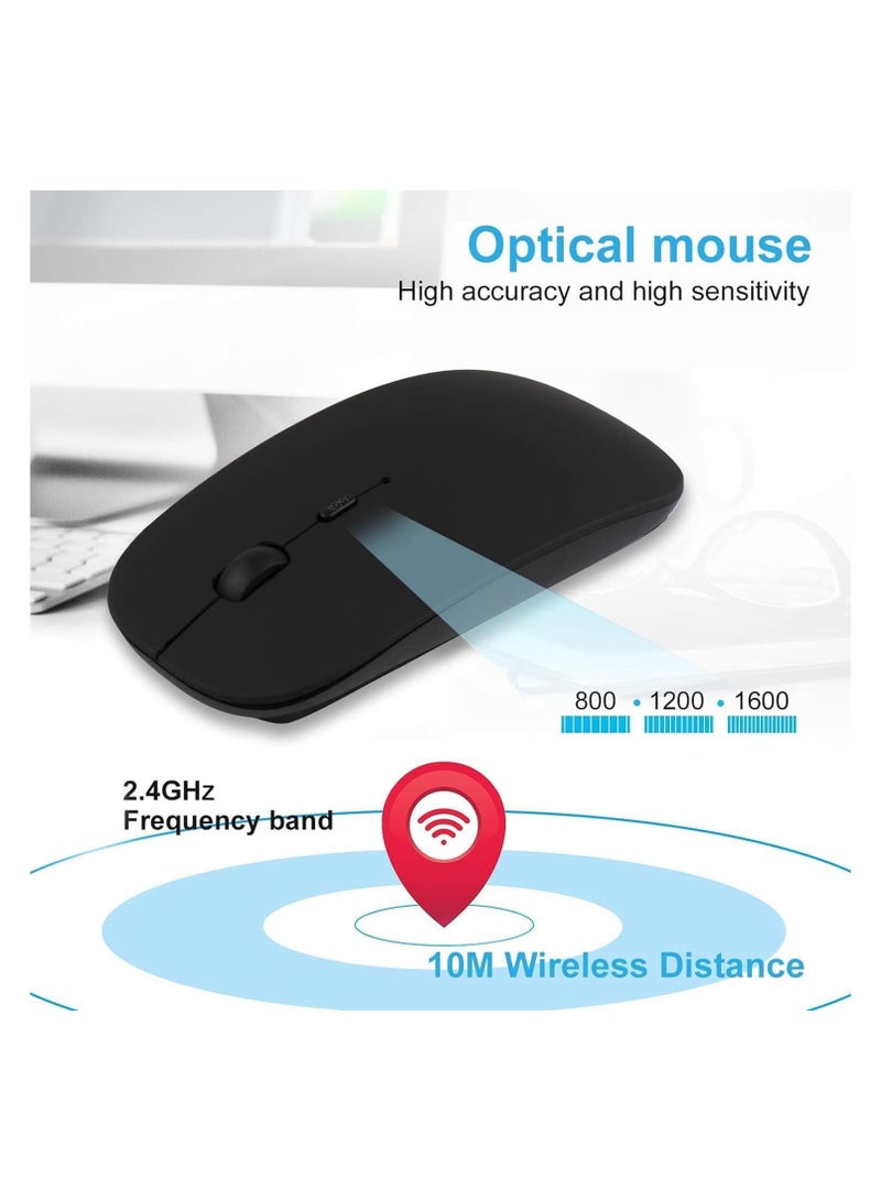 Slim Rechargeable Wireless Bluetooth Mouse with USB Port Compatible with Laptops, PCs, iPads, iPhones, Macs, Notebooks, Air, iOS 13.1.2 and above, Android, Windows, and Linux, Black  - Image 3