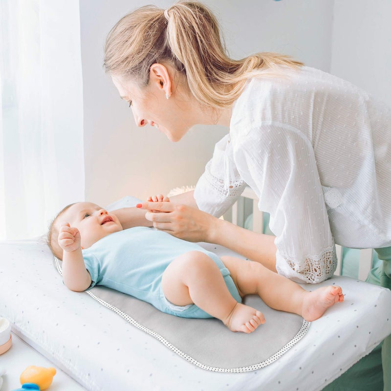 TILLYOU Waterproof Changing Pad Liners 6 Pack, 100% Cotton Reusable Cloth Diaper Liners, Gray - Image 3