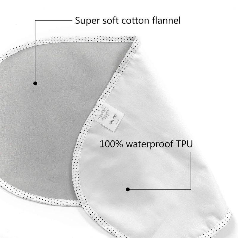 TILLYOU Waterproof Changing Pad Liners 6 Pack, 100% Cotton Reusable Cloth Diaper Liners, Gray - Image 4