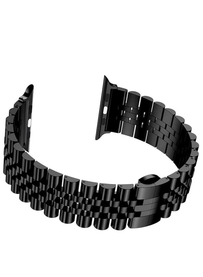 موكسوم سوار ساعة معدني لساعة Apple Watch Ultra، متوافق مع 49، 46، 45 مم، حزام بديل من الفولاذ المقاوم للصدأ لساعة iWatch، حزام معدني لساعة Apple Ultra (أسود) - Image 3