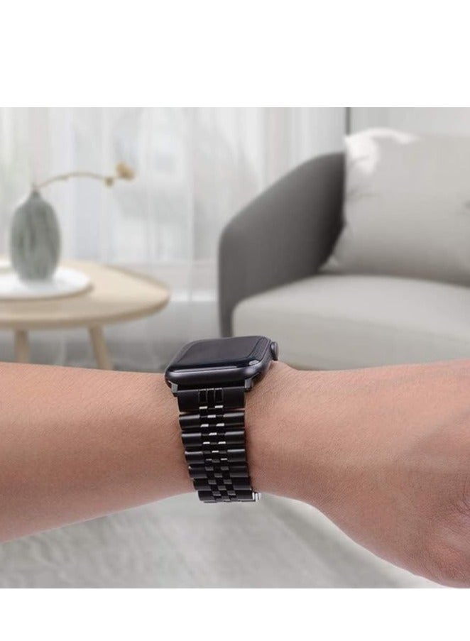 موكسوم سوار ساعة معدني لساعة Apple Watch Ultra، متوافق مع 49، 46، 45 مم، حزام بديل من الفولاذ المقاوم للصدأ لساعة iWatch، حزام معدني لساعة Apple Ultra (أسود) - Image 5