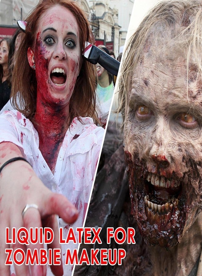 Kreyfer 2.2 fl oz Liquid Latex Halloween SFX Makeup Kit, Clear Adhesive Latex Glue for Skin Special Costume Effects for Realistic Scar Cut Wounds Peeling Skin Wrinkes Burns, Light Flesh Body and Face Glue - Image 4