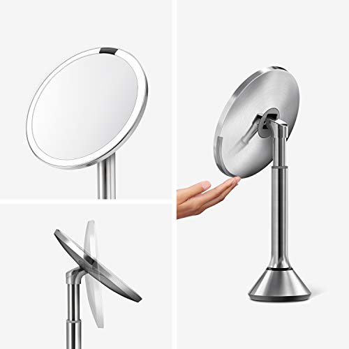 simplehuman مرآة مكياج دائرية بحساس 8" من سيمبل هيومن مع إعدادات إضاءة مزدوجة تعمل باللمس، تكبير 5x، قابلة لإعادة الشحن وبدون سلك، من الفولاذ المقاوم للصدأ المصقول - Image 2