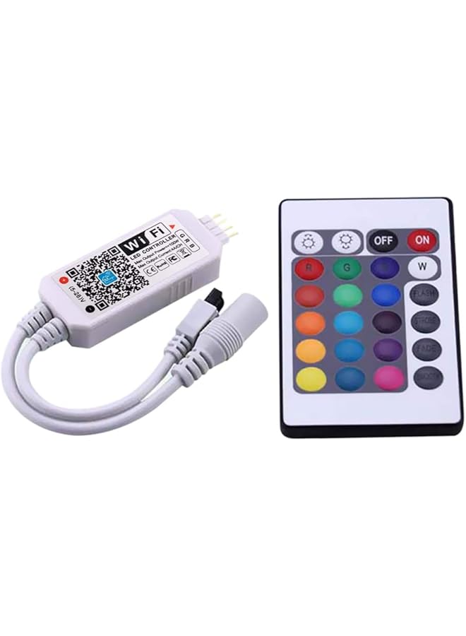 تومشاين وحدة تحكم ذكية صغيرة محمولة بتقنية واي فاي RGB بقدرة 5-28 فولت 100 وات (كحد أقصى) مع جهاز تحكم عن بعد يدعم التحكم في تطبيقات الهاتف الذكي/تغيير اللون/تعديل السطوع/وضع الكاميرا/إيقاع الموسيقى/ - Image 1