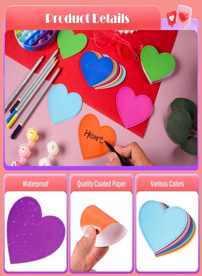 MixTeach 180 pcs Colorful Heart Single-Sided Coated Paper Cutouts - Image 3