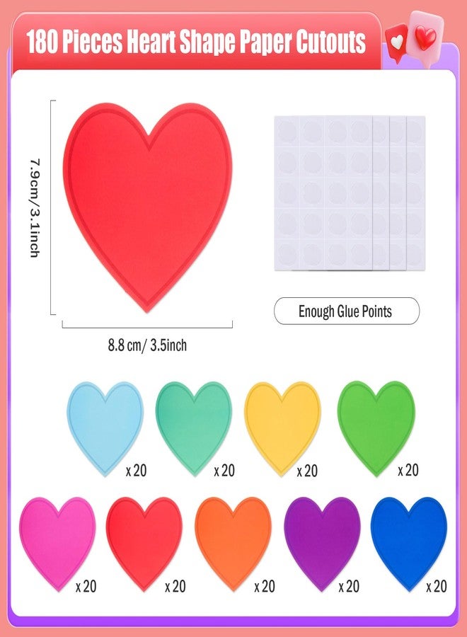 MixTeach 180 pcs Colorful Heart Single-Sided Coated Paper Cutouts - Image 2