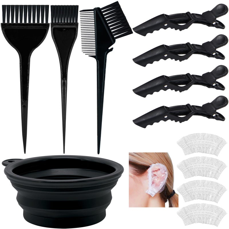 Xarchy 12 Pcs Hair Bleach Kit Professional Hair Coloring Products with Hair Dye Brush Hair Color Bowl Earmuffs Hair Clips for Salon Hair Dye Hair Color at Home Hair Highlighting