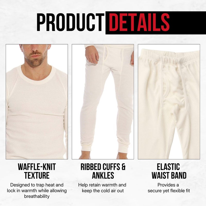 At The Buzzer Thermal Underwear Set for Men 95962-Ecru-M - Image 2