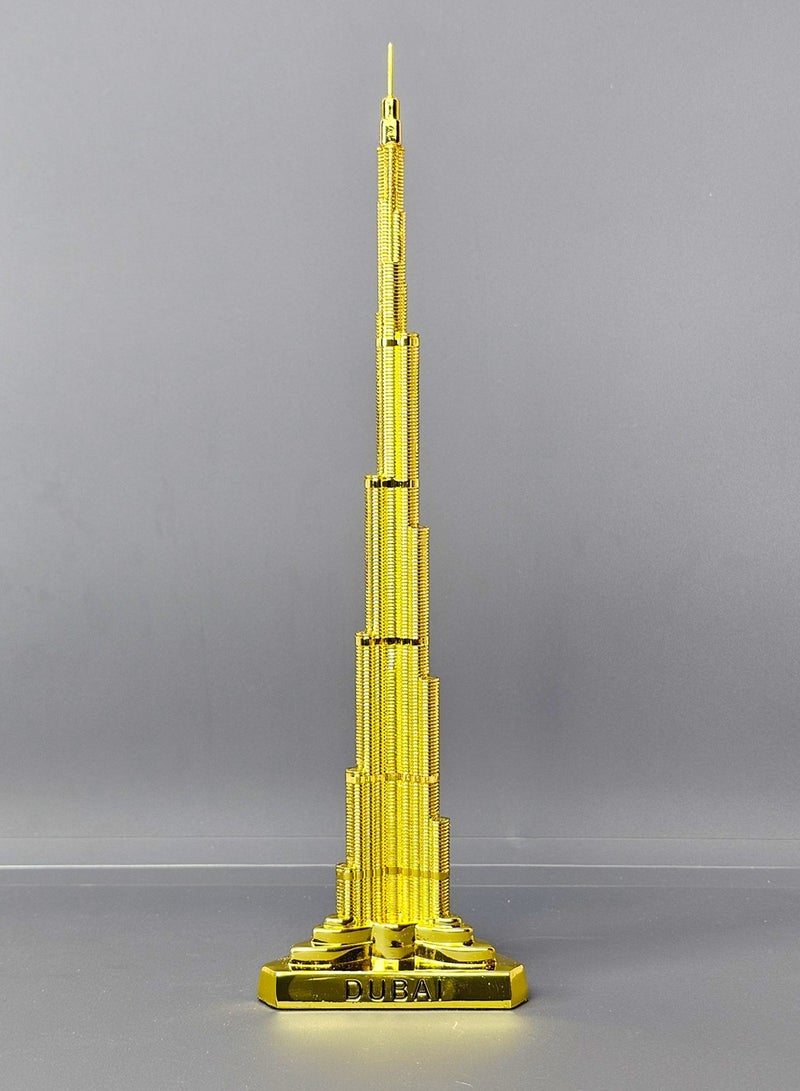 سوق الهدايا التذكارية مجسم معدني لبرج خليفة في دبي، 24.5 سم (9.65 بوصة) | طلاء ذهبي فاخر يدوم طويلاً عيار 24 قيراط - Image 1