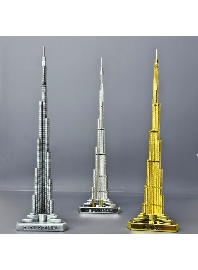 سوق الهدايا التذكارية مجسم معدني لبرج خليفة في دبي، 24.5 سم (9.65 بوصة) | طلاء ذهبي فاخر يدوم طويلاً عيار 24 قيراط - Image 4
