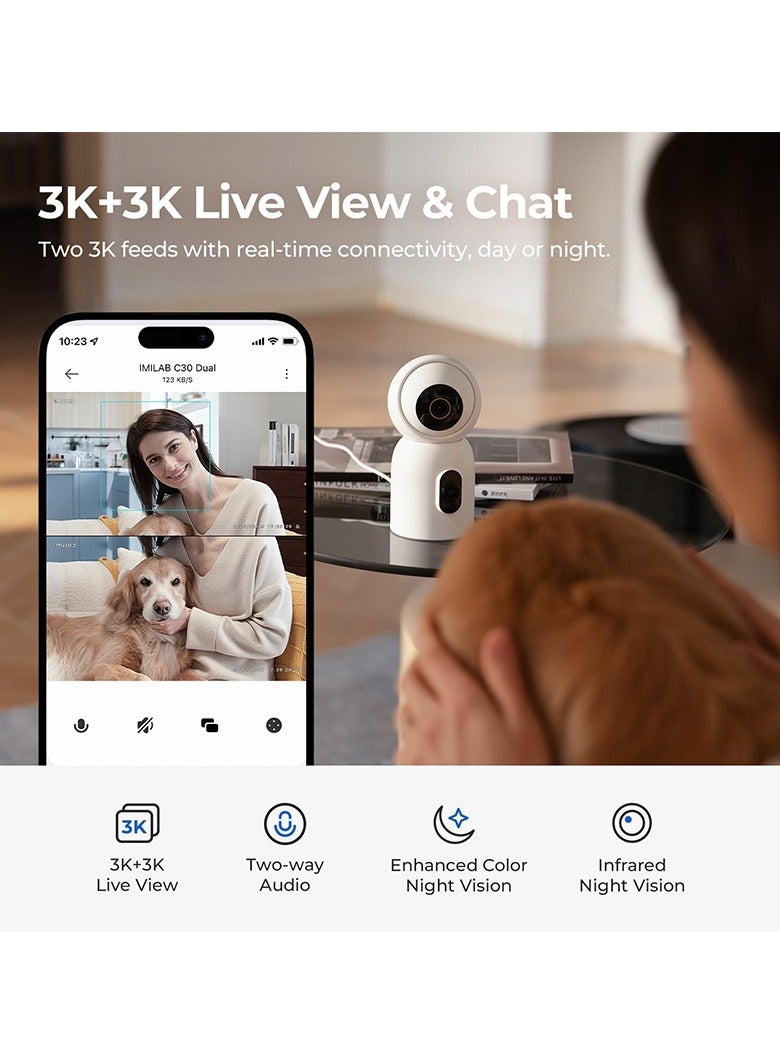 Imilab Smart Security Camera Dual Indoor Plug-in Wi-Fi 3K+3K C30-Dual - White - Image 4