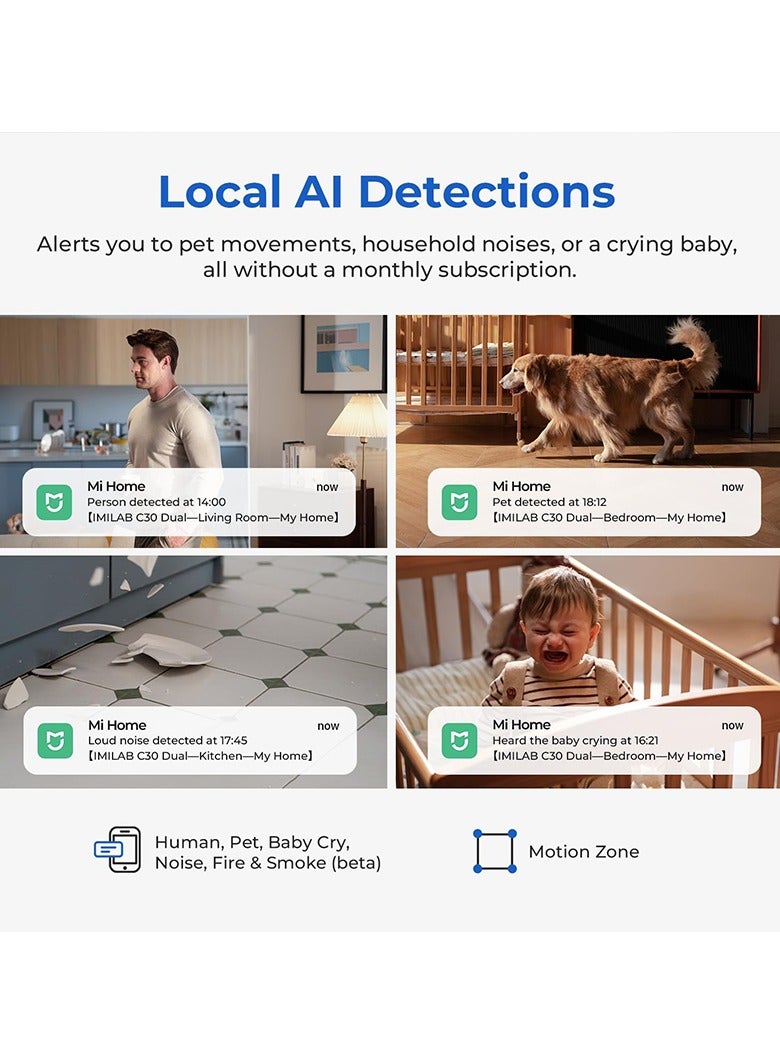 Imilab Smart Security Camera Dual Indoor Plug-in Wi-Fi 3K+3K C30-Dual - White - Image 5