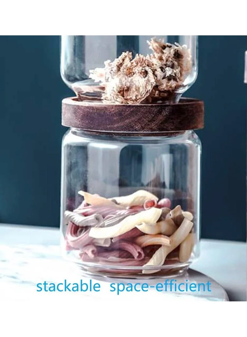 Quesera  Quesera  Glass Storage Container jars set of 5 with Airtight Acacia Lid for Coffee Beans, Flour, Sugar, Rice and Spaghetti and etc WITH PREPRINTED PANTRY LABELS  | Best Price UAE