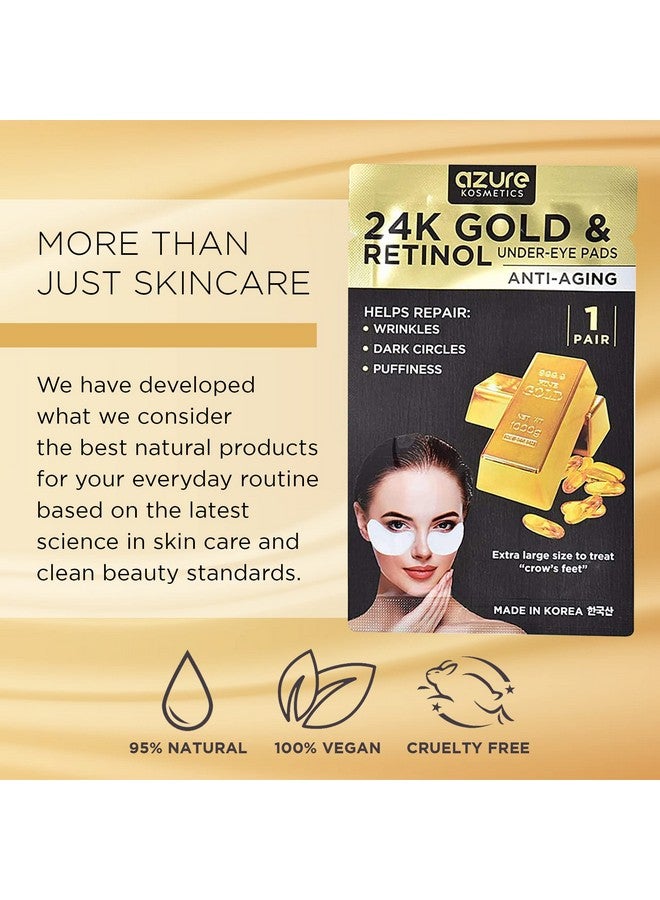 Azure Cosmetics Azure 24K Gold & Retinol Anti Aging Under Eye Patches Firming Restoring & Deeply Hydrating Eye Mask Reduces Fine Lines Wrinkles Dark Circles & Puffiness Skin Care Made In Korea 5 Pairs - Image 5
