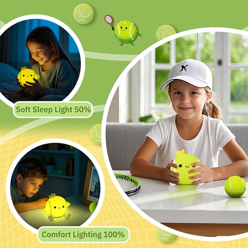 OkiyiD Tennis Gifts, Tennis Ball Night Light for Boys-Rechargeable Squishy Silicone Lamp,Cute Tennis Ball lamp for Tennis Sports Lovers Boys Girls Birthday Gifts - Image 4