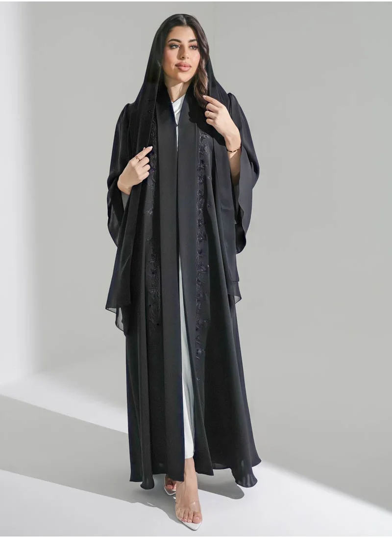 Aara Embellished Detail Abaya Wide sleeve