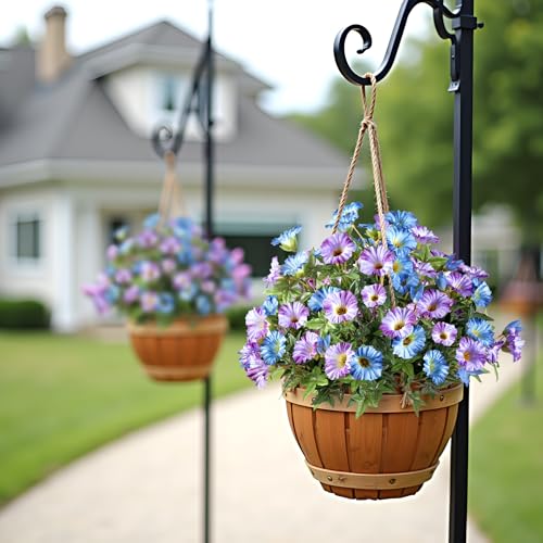 Uqueeten Artificial Plants Outdoor Morning Glory Artificial Flowers Plastic Flowers for Decoration,UV Resistant Look Real Fake Flowers Faux Outdoor Plants Front Door Decor (Blue Purple, 4PCS) - Image 5
