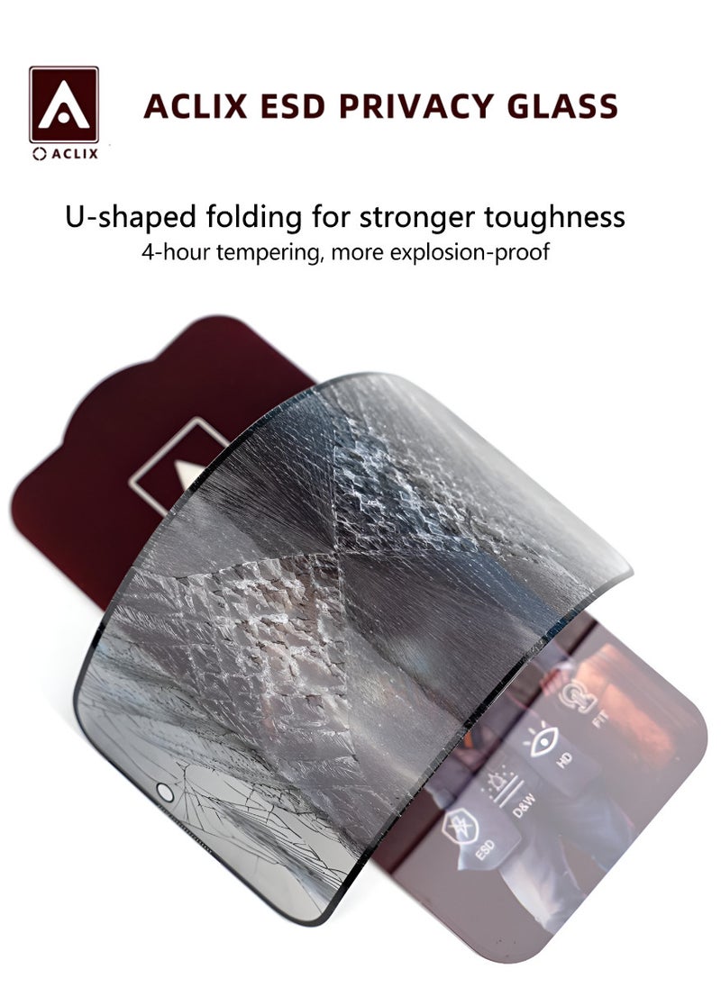 ACLIX Antistatic ESD Dustproof Premium Quality High Definition Anti-Spy Privacy Tempered Glass Screen Protector Designed For  iPhone 15 Pro - Image 5