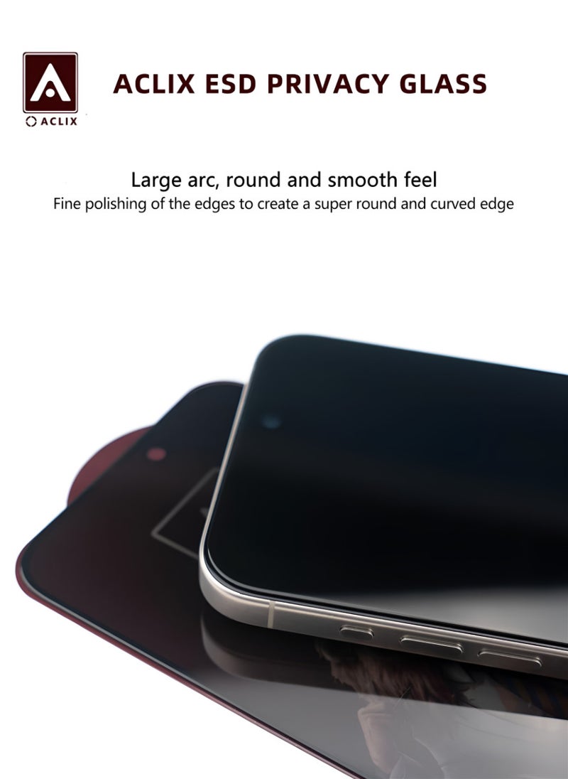 ACLIX Antistatic ESD Dustproof Premium Quality High Definition Anti-Spy Privacy Tempered Glass Screen Protector Designed For  iPhone 15 Pro - Image 3