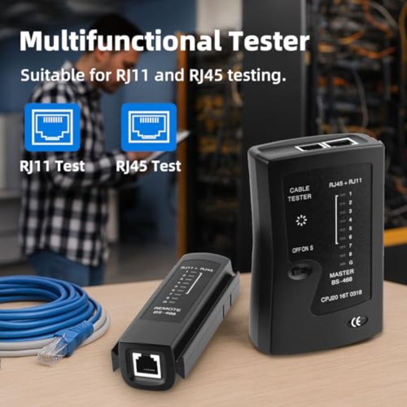 اختبار كابل الشبكة للايثرنت RJ45 RJ11 RJ12 شبكة محمولة مع مؤشرات LED ذكية كاشف كابل محمي لأطوال Cat5 و Cat6 و Cat7 - Image 2