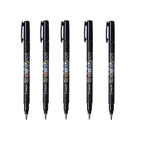 Tombow Fudenosuke Brush Pen Soft Tip (GCD-112) Black - Pack of 5, for Precision Drawing, Sketch Notes & Calligraphy| Flexible Core for Adjustable Pressure & Fast-Drying Ink| Top Gifting Idea - Image 5