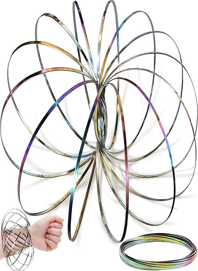 Jishi Flow Ring Fidget Spinner Sensory Toys for Kids Stocking Stuffers, Birthday Gifts for Men Women, 3D Spinning Bracelet Magic Arm Spring Spiral for Kids Ages 3-5-7 4-8-12 Year Old Boys Girls Teens Adults - Image 1