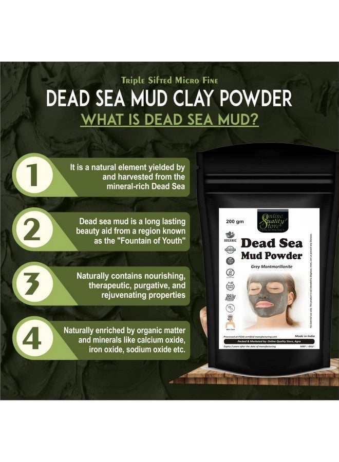 Online Quality Store Dead Sea Mud Powder - 200gm, for Face, Body & Hair | 100% Natural Dead Sea Mud Mask for Face | Face Mask| Dead Sea Mud Revitalizing, Exfoliating Powder Face Pack - Image 3