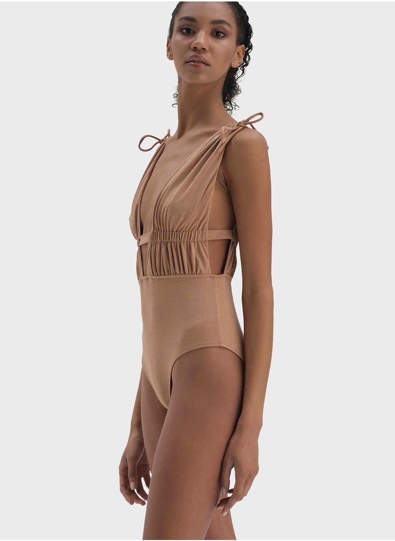 dagi - Plunge Neck High Leg Swimsuit - Image 1