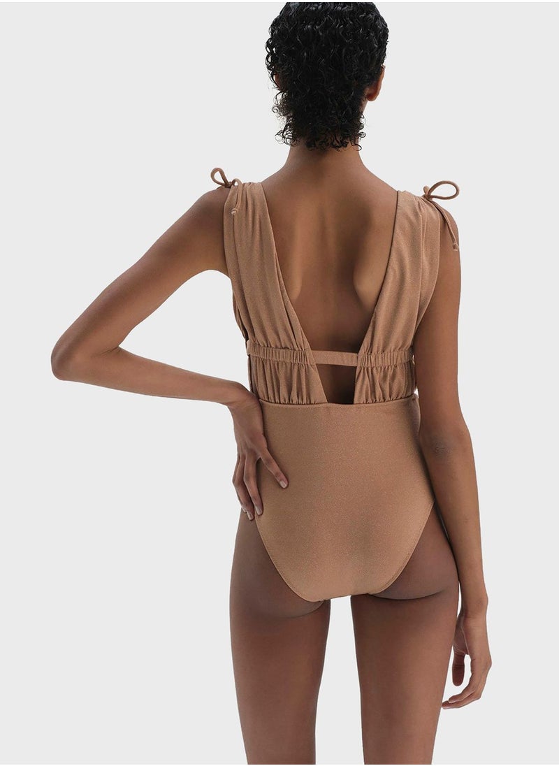 dagi - Plunge Neck High Leg Swimsuit - Image 1