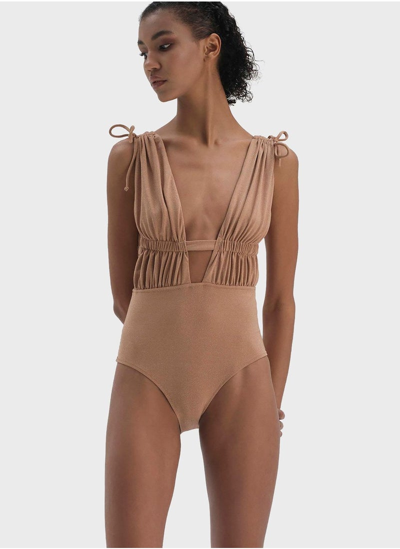 dagi - Plunge Neck High Leg Swimsuit - Image 1