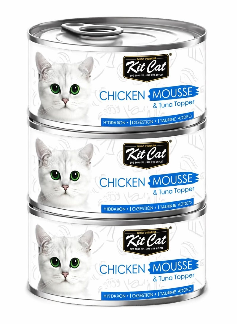 Kit Cat Chicken Mousse & Tuna Topper wet cat food. 80g (3 pcs)