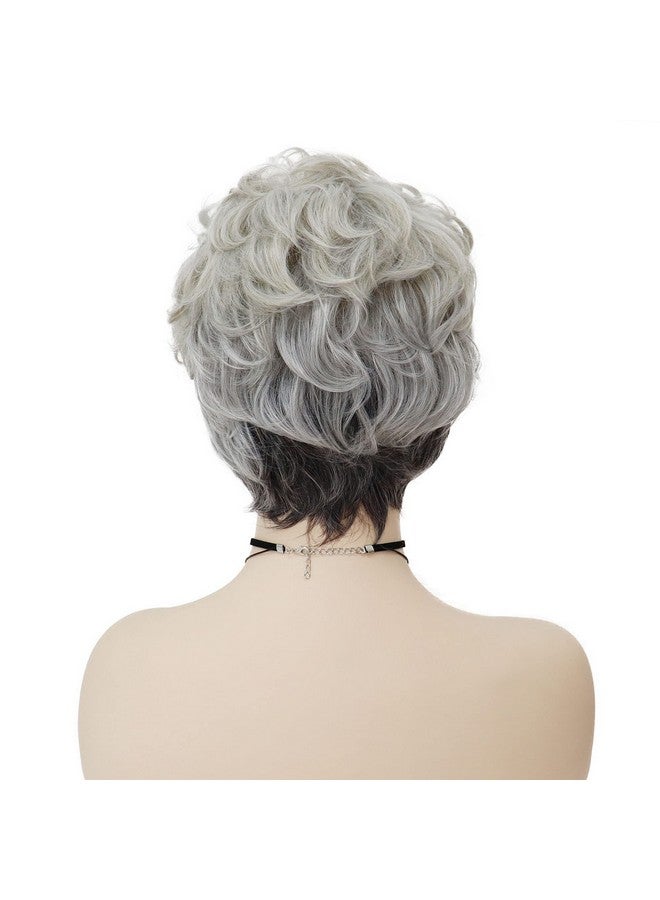 GNIMEGIL Short Grey Wig For White Women Silver Gray Curly Hair Wig Golden Girls Costume Old Lady Wig Grandma Wig Elderly Synthetic Wigs Mommy Granny Cosplay Wig - Image 4
