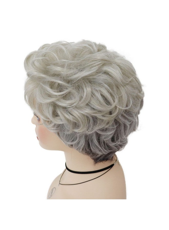 GNIMEGIL Short Grey Wig For White Women Silver Gray Curly Hair Wig Golden Girls Costume Old Lady Wig Grandma Wig Elderly Synthetic Wigs Mommy Granny Cosplay Wig - Image 5