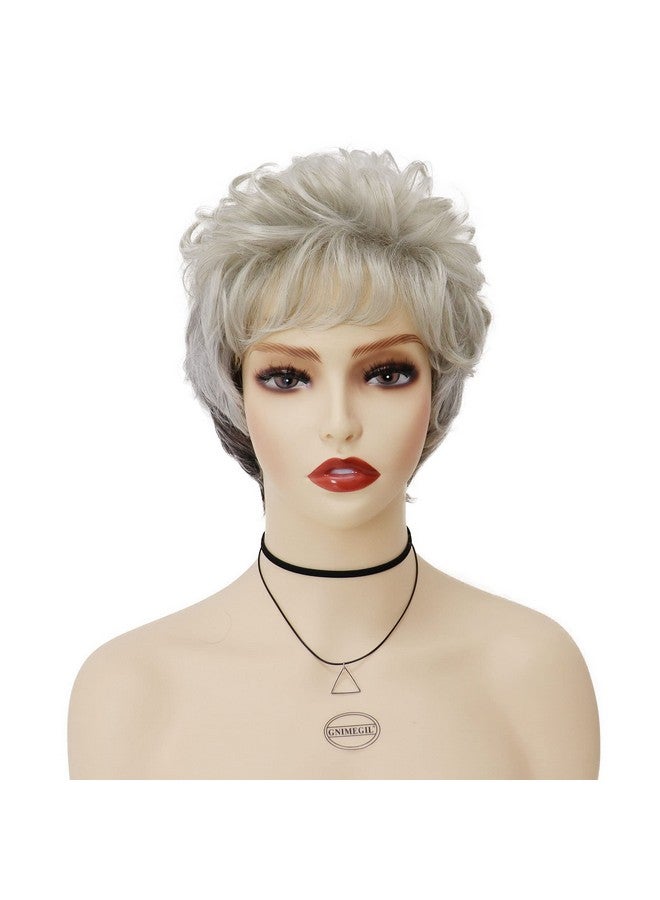 GNIMEGIL Short Grey Wig For White Women Silver Gray Curly Hair Wig Golden Girls Costume Old Lady Wig Grandma Wig Elderly Synthetic Wigs Mommy Granny Cosplay Wig - Image 3